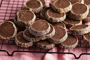 Chocolate french diamond cookies or diamant sable cookies.