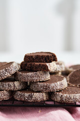 Chocolate french diamond cookies or diamant sable cookies.