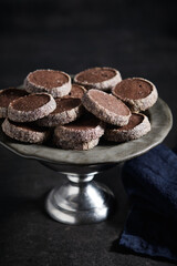 Chocolate french diamond cookies or diamant sable cookies.