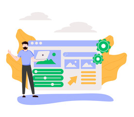 Naklejka premium Back end development abstract concept vector illustration. Software development process, computer application, program code, programming language. Writing API and interface code abstract metaphor.