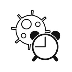 Fototapeta premium Coronavirus Molecule Under Alarm clock. Pharmacy and health care. Medication, pharmaceutical concept.