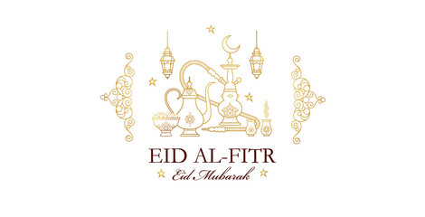 Vector bright  Eid al-Fitr Mubarak greeting card.
