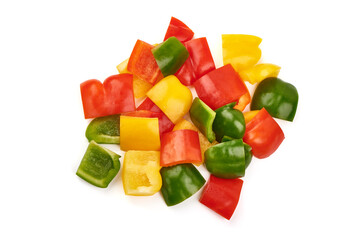 Mixed Sliced sweet bell pepper, isolated on white background