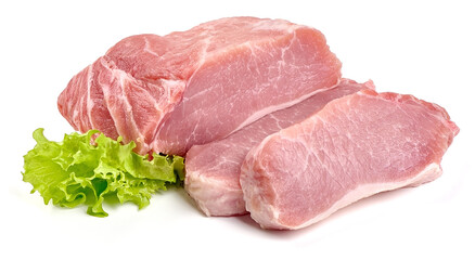 Raw pork meat, isolated on white background