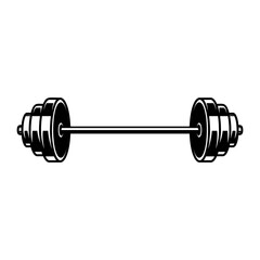 Illustration of Weightlifting barbell. Design element for logo, label, sign, emblem, poster. Vector illustration