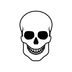 Illustration of human skull. Design element for logo, label, sign, emblem, poster. Vector illustration