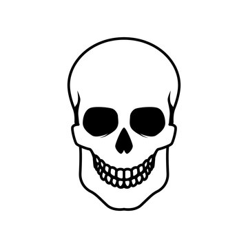 Illustration of human skull. Design element for logo, label, sign, emblem, poster. Vector illustration