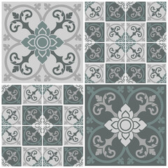 Abstract background applied thai art style. Seamless decorative patterns set for cards, banner, brochures, flyers, posters, printing, flooring, walls, wallpaper, website, tiles. Vector illustration.