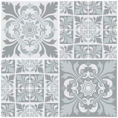 Seamless decorative patterns set. Applied thai art style. Abstract background for cards, banner, brochures, flyers, posters, printing, flooring, walls, wallpaper, website, tiles. Vector illustration.