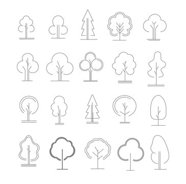 Tree vector isolated icon set. Template for web design. 