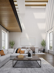 Minimalist Interior of modern living room 3D rendering - 422828561