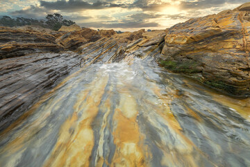 A beautiful landscape of bizarre rock formations on the Pacific coast at Point Lobos State Reserve...