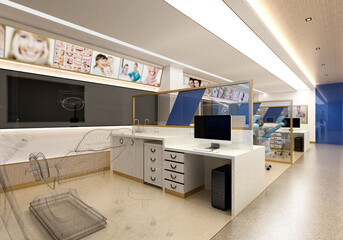 3d render of clinic hospital interior