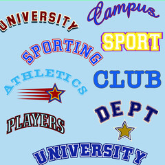 Vintage labels athletic sport typography, t-shirt graphics, vectors