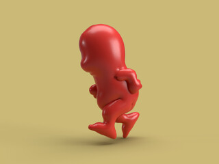 A red schematic walking character over a plain background, 3d illustration
