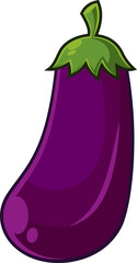 Cartoon Fresh Egg Plant. Vector Hand Drawn Illustration Isolated On Transparent Background