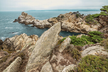 Beautiful landscape, view rocky Pacific Ocean coast at Point Lobos State Reserve in Carmel,...
