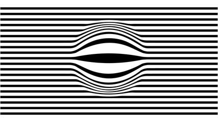 Fototapeta premium Spherical deformation of a black horizontal stripes pattern. Vector illustration