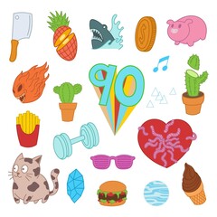 A set of 90s doodles art