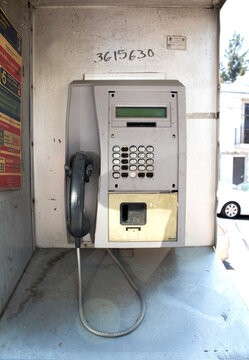 old card pay phone vandalized