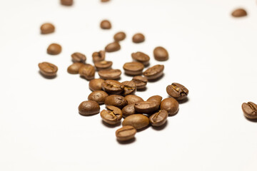 coffee beans on the  white background different shapes