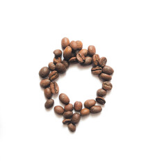 coffee beans on the  white background different shapes