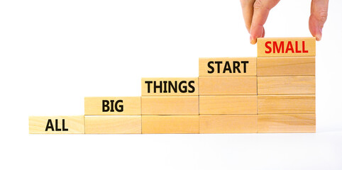 Business concept growth success process. Wood blocks stacking as step stair on white background,...