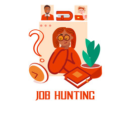 Hiring process concept with candidate selection in modern flat design with space for your text.. Eps10 vector illustration.