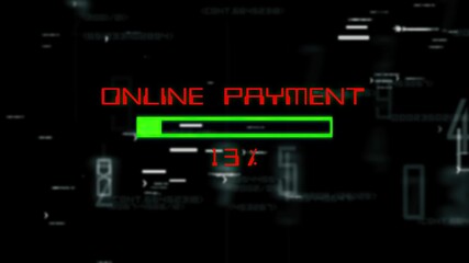 Online payment  progress bar on digital background