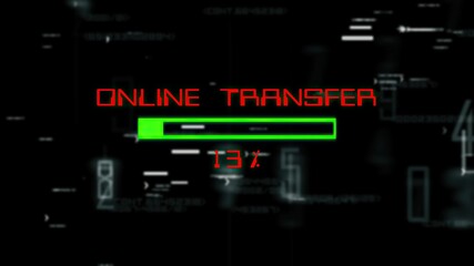 Online transfer progress bar on digital background