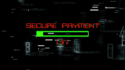 Secure payment data progress bar on digital background