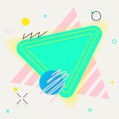 Abstract shapes and frame illustration. Composition of geometric elements.Bright, colourful.Template for flyer, invitation, banner, cover, web design.Contemporary modern retro 90s memphis style art.