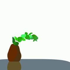 Green plant in pot on table.Vector illustration