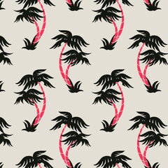 Beach vector seamless pattern. Tropical leaves. Jungle foliage illustration. Exotic plants. Summer beach floral design. 