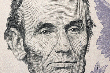 Abraham Lincoln portrait closeup background.