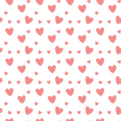 Heart pattern. White background. Retro provence style. Pastel shades. St. Valentine's Day. Gift packaging, textiles, wallpaper.