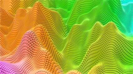 Box Pixel Voxel Colorful Waves Rectangles Landscape Wallpaper Background 3D Render