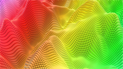 Box Pixel Voxel Colorful Waves Rectangles Landscape Wallpaper Background 3D Render