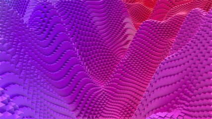 Box Pixel Voxel Colorful Waves Rectangles Landscape Wallpaper Background 3D Render