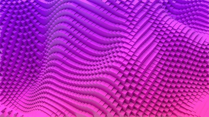 Box Pixel Voxel Colorful Waves Rectangles Landscape Wallpaper Background 3D Render