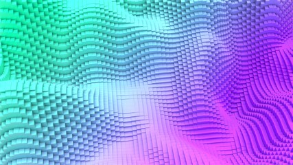 Box Pixel Voxel Colorful Waves Rectangles Landscape Wallpaper Background 3D Render