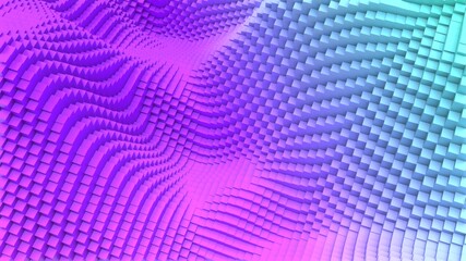 Box Pixel Voxel Colorful Waves Rectangles Landscape Wallpaper Background 3D Render