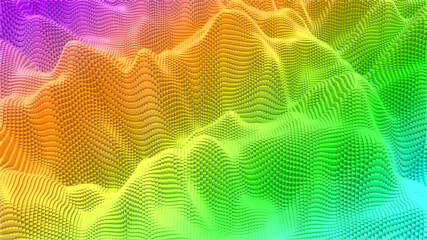 Box Pixel Voxel Colorful Waves Rectangles Landscape Wallpaper Background 3D Render