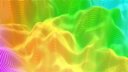 Box Pixel Voxel Colorful Waves Rectangles Landscape Wallpaper Background 3D Render
