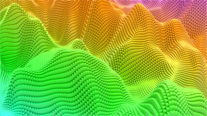 Box Pixel Voxel Colorful Waves Rectangles Abstraction Landscape Wallpaper Background 3D Render