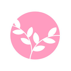 Minimalist style of vector leaves. White leaves in a red circle. Summer mood.