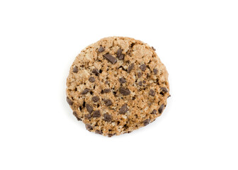 Oatmeal cookies with chocolate isolated on white background