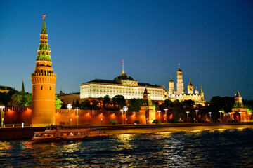 The Moscow Kremlin is beautiful in the evening