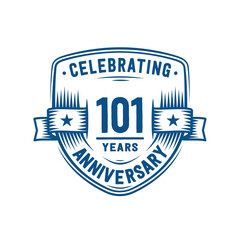 101 years anniversary celebration shield design template. 101st anniversary logo. Vector and illustration.
