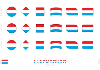 Luxembourg flag set, simple flags of Luxembourg with three different effects.